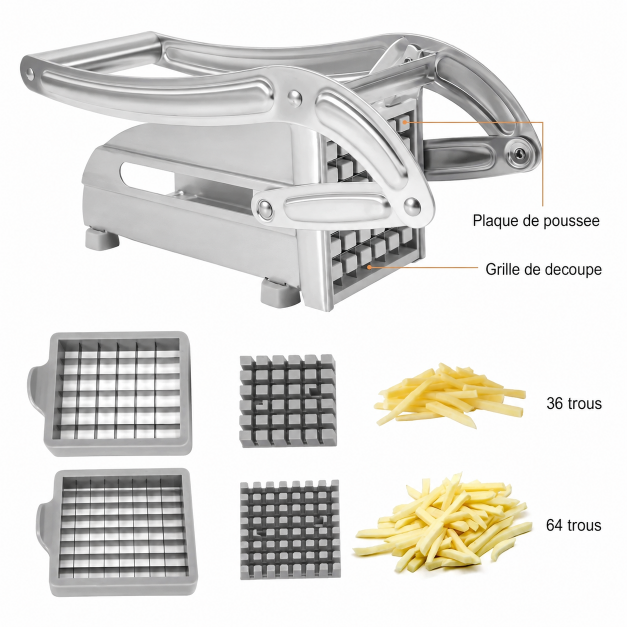 Coupe-Frites et Légumes Manuel en Acier Inoxydable