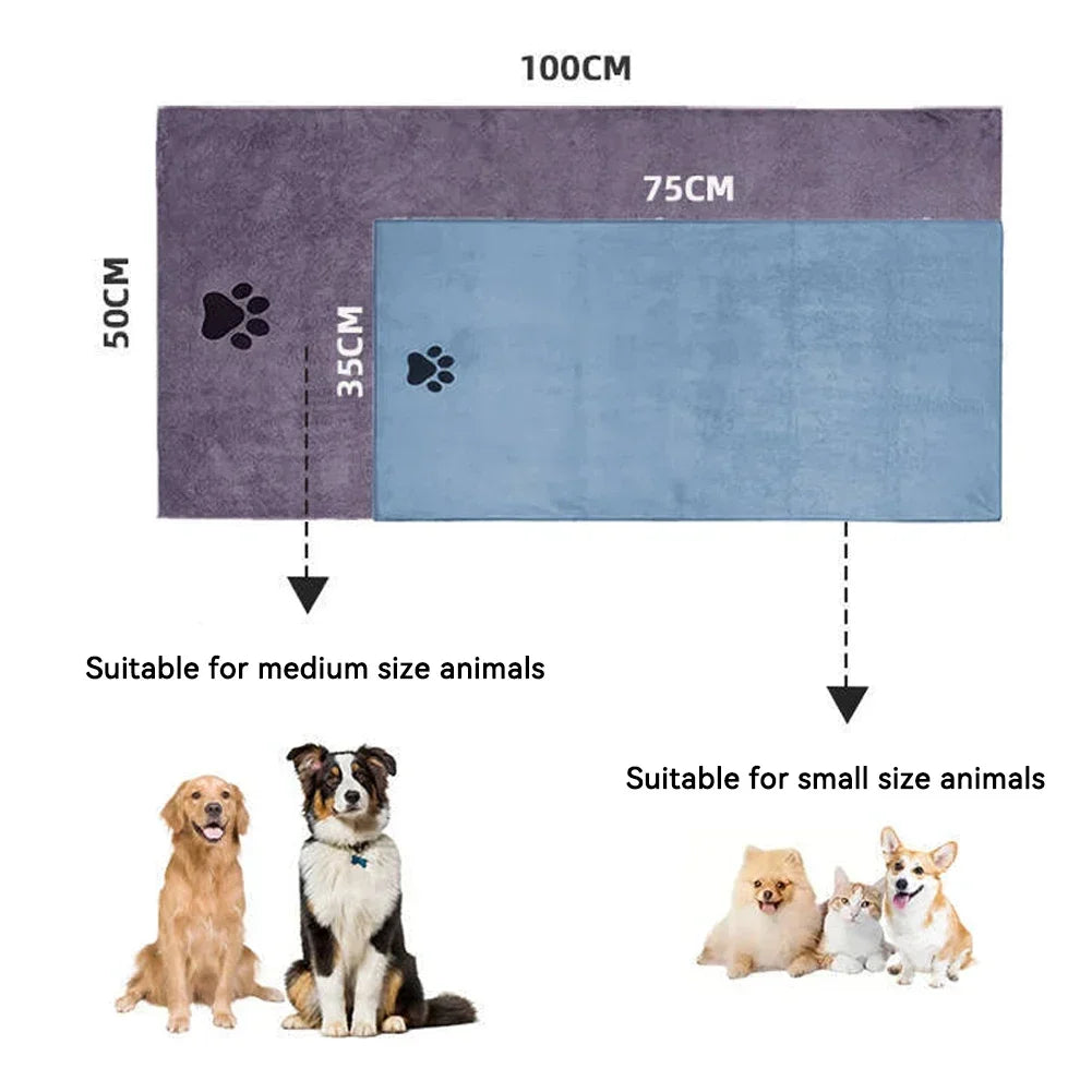 Comparaison des deux tailles de serviette pour chien