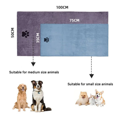 Comparaison des deux tailles de serviette pour chien