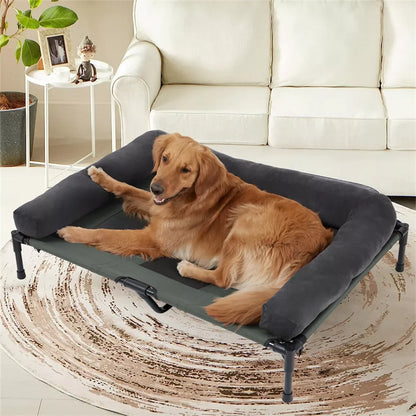 Chien installé sur le lit de camp surélevé à maille rafraîchissante
