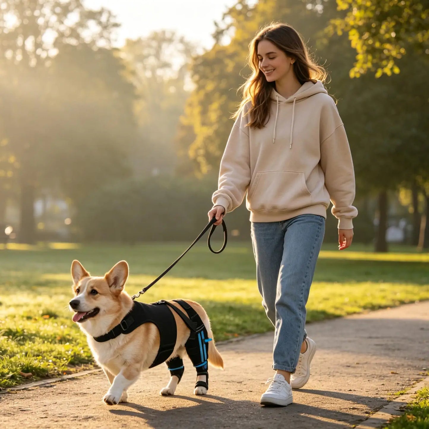 Détail du manchon de jarret anti-frottement pour chien