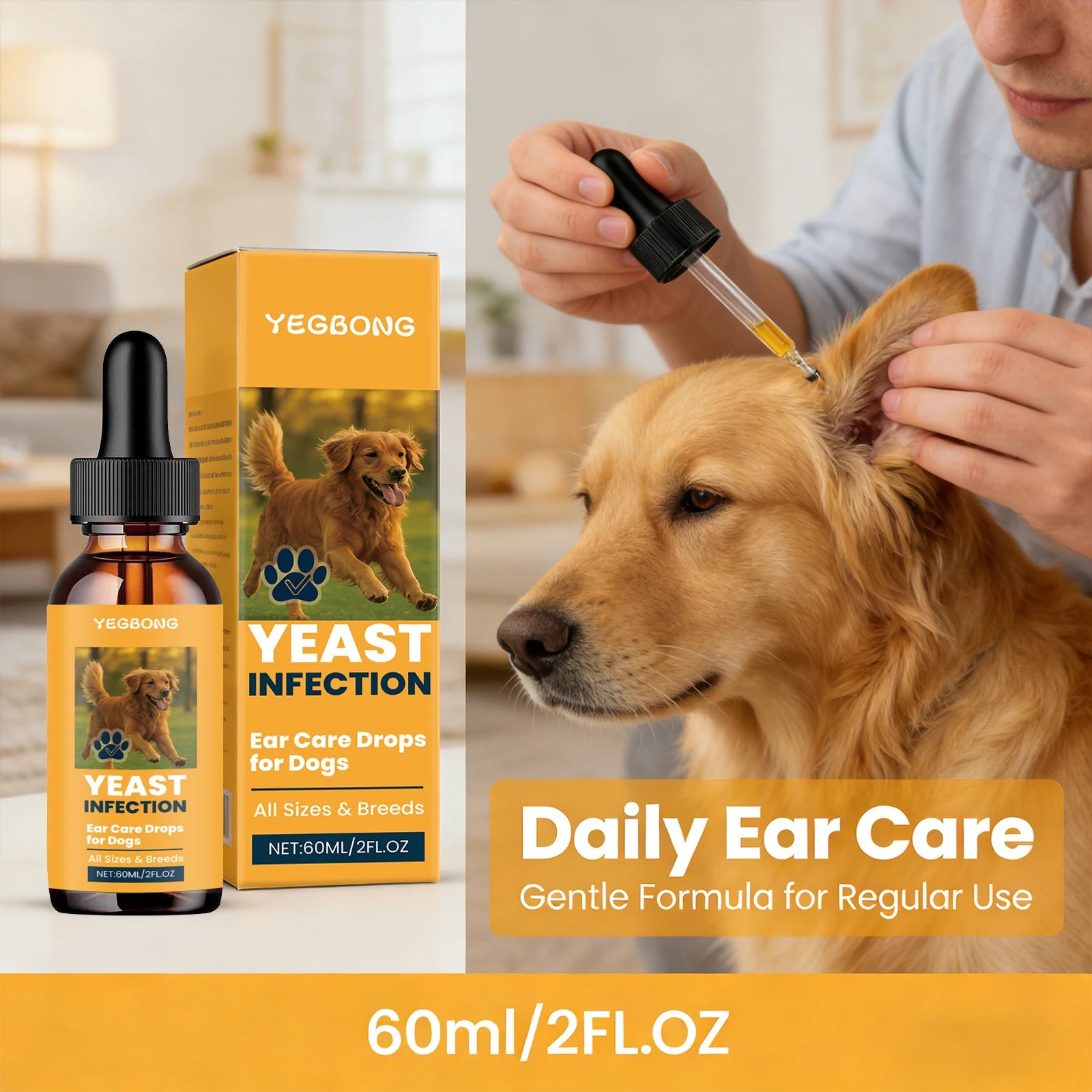 Nettoyant auriculaire pour chien Revixay, flacon compte-gouttes