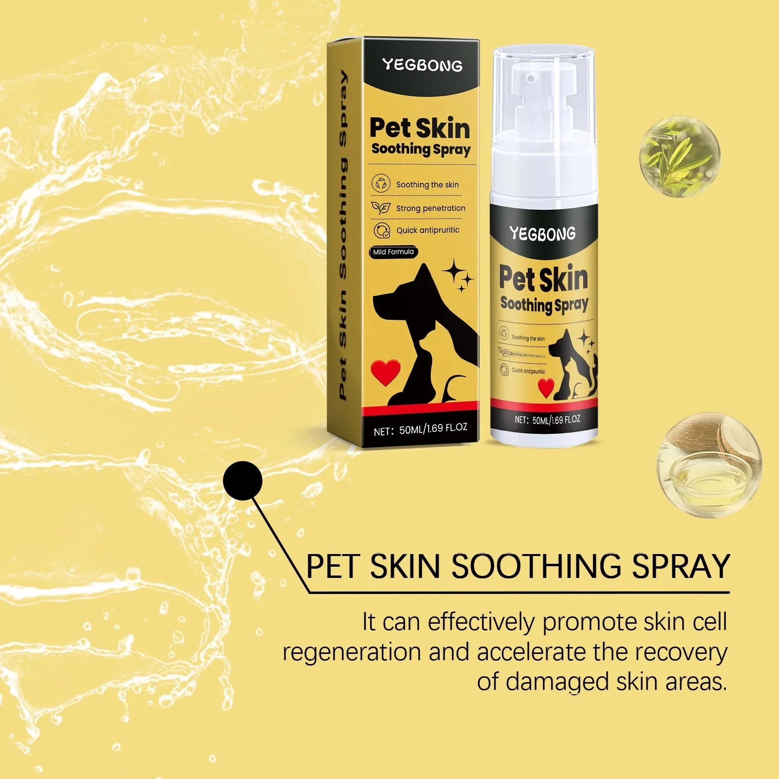 Chien soulagé après application du spray anti-démangeaisons