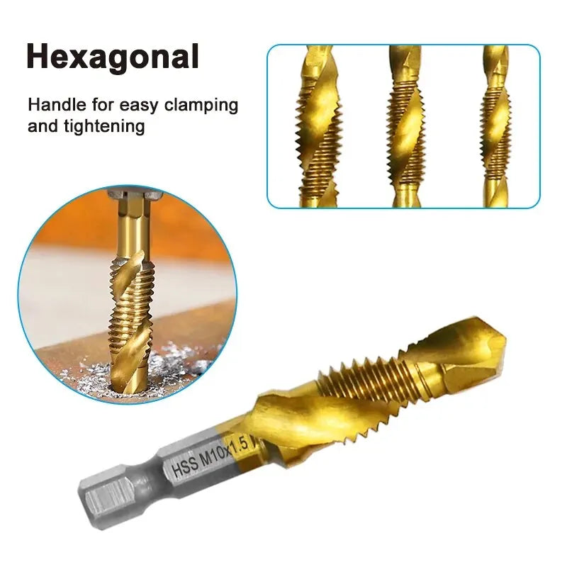 Kit de 6 forets tarauds hexagonaux en acier rapide titané – photo 4