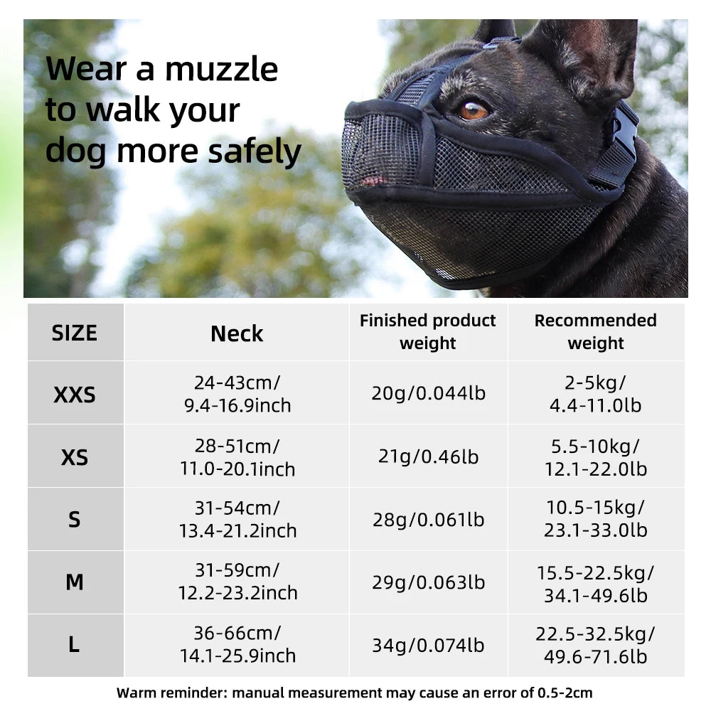 Maille respirante de la muselière pour chien brachycéphale
