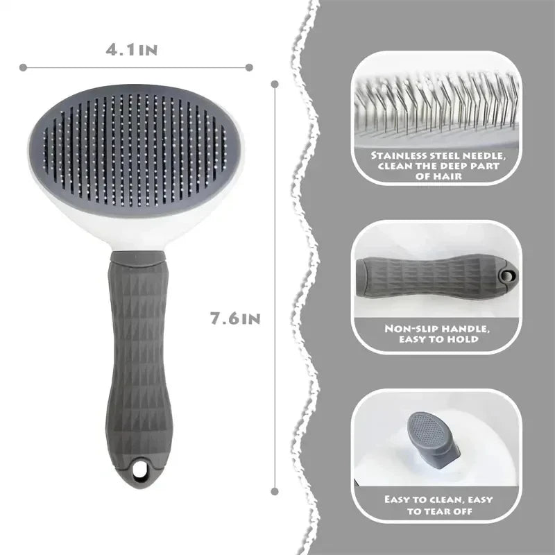 Système auto-nettoyant de la brosse démêlante pour chien