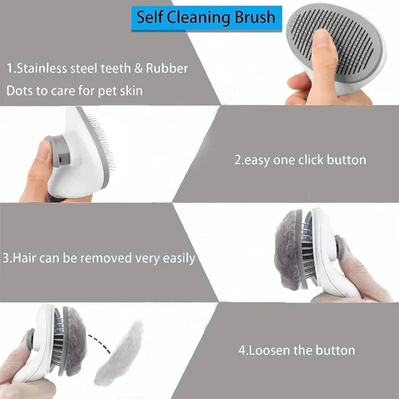 Coloris gris, rose et bleu de la brosse démêlante pour chien