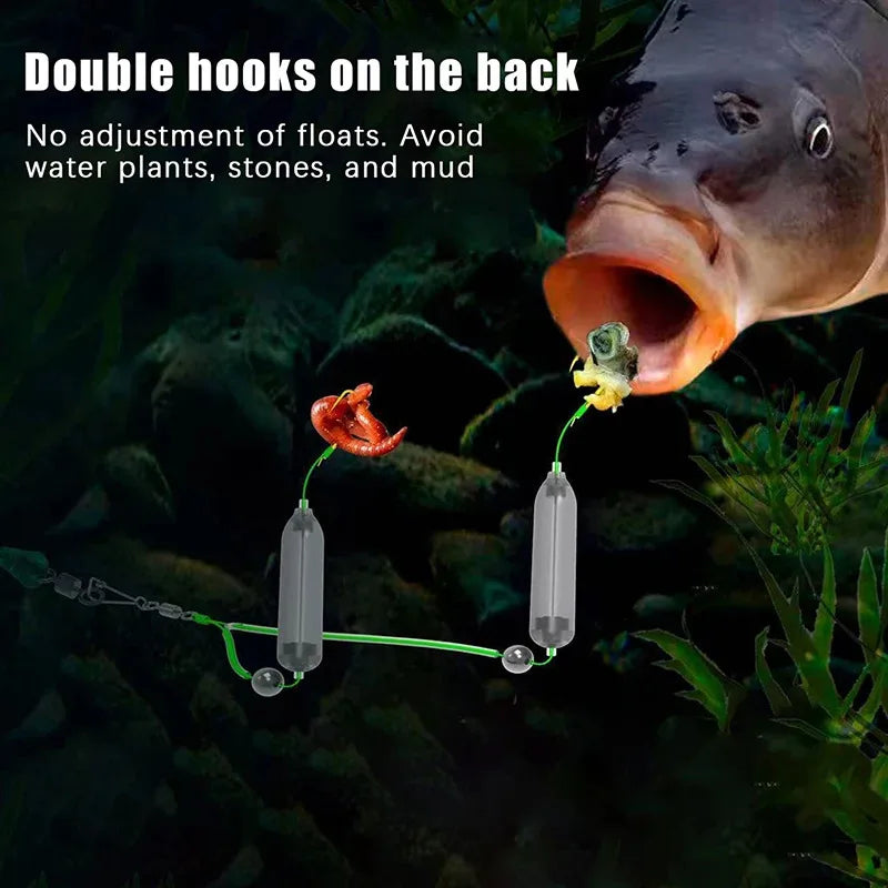 Hameçons de pêche double anti-décrochage en acier carbone – photo 4