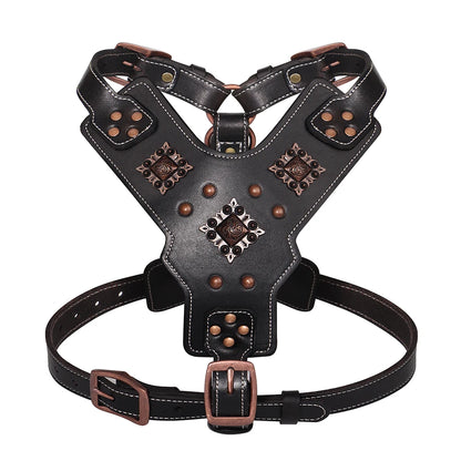 Sangles réglables du harnais en cuir noir pour grand chien