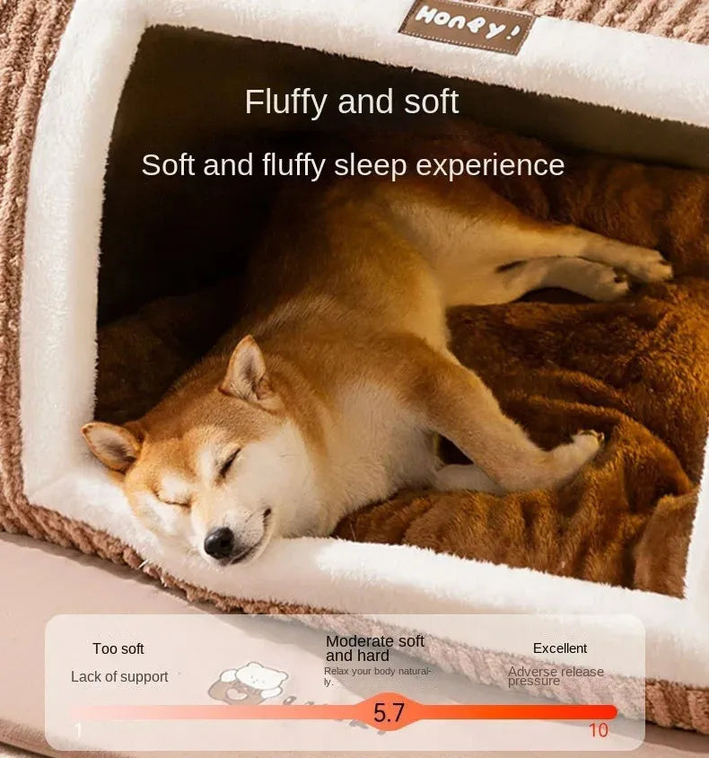 Niche d'intérieur ourson coloris marron pour chien