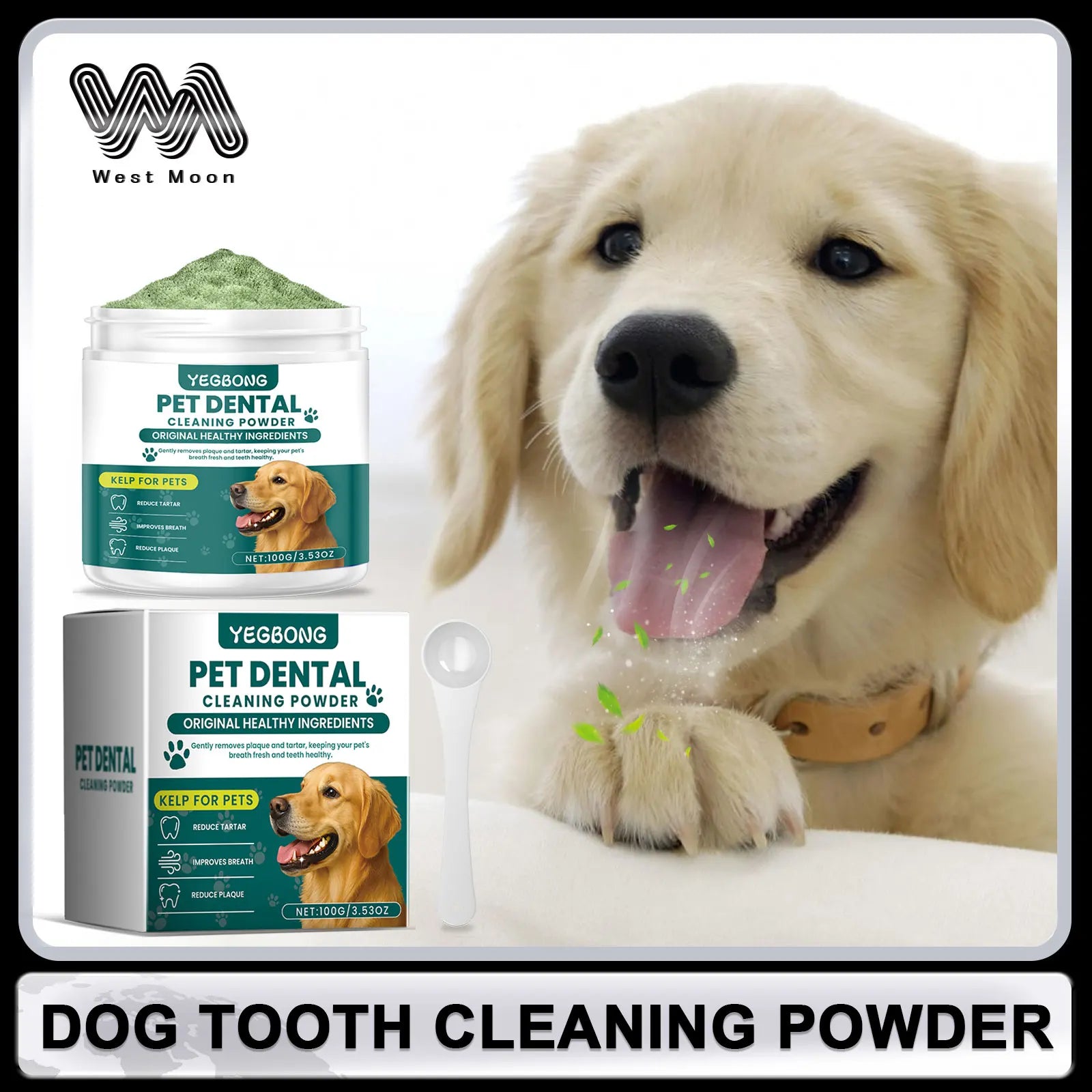 Poudre dentaire pour chien Revixay anti-tartre, flacon doseur